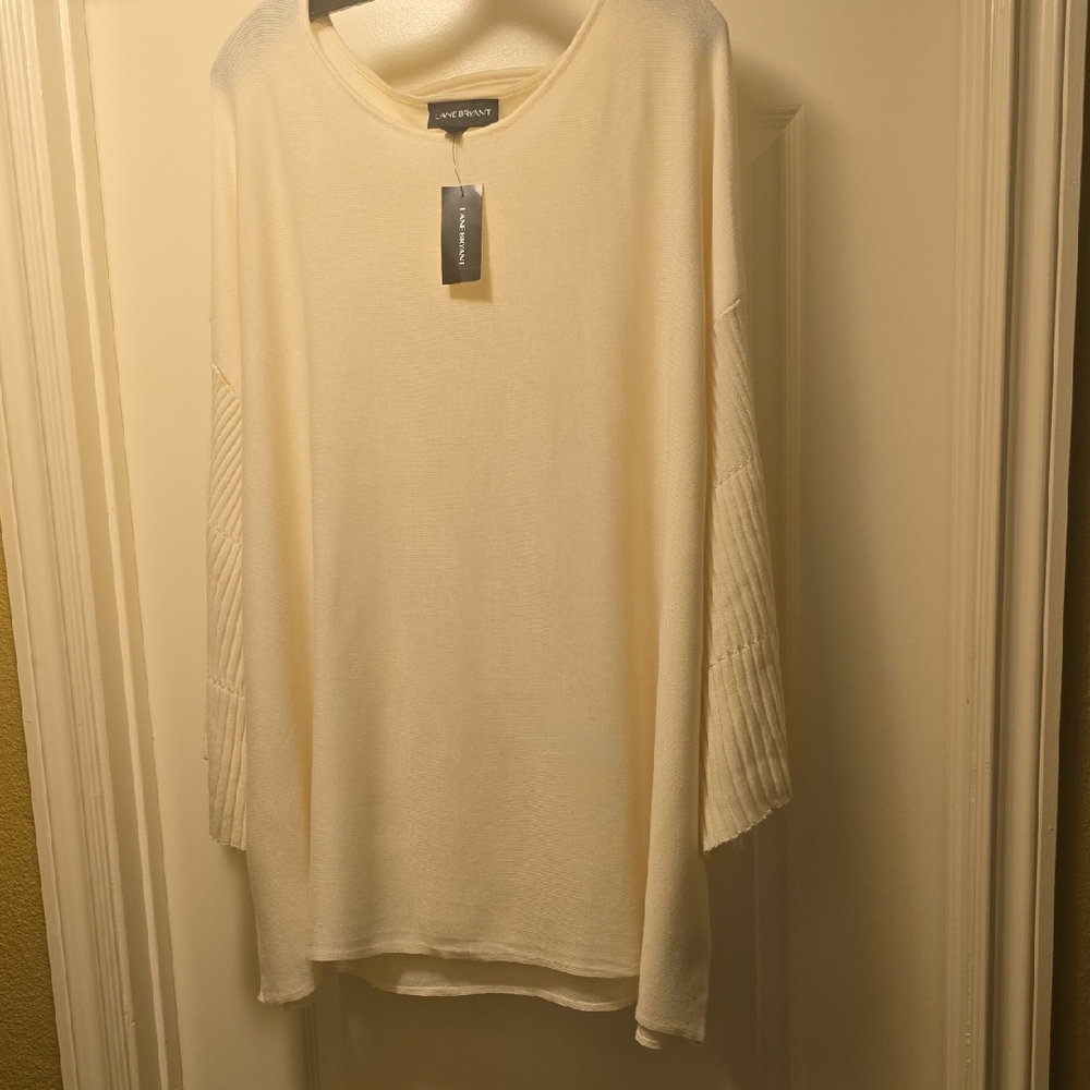 Lane Bryant Cream Off-Shoulder Knit Sweater